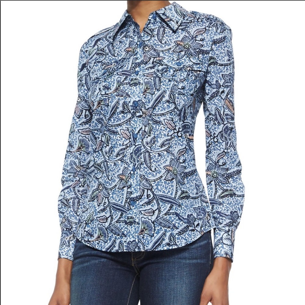 Tory Burch Brigitte blue blouse